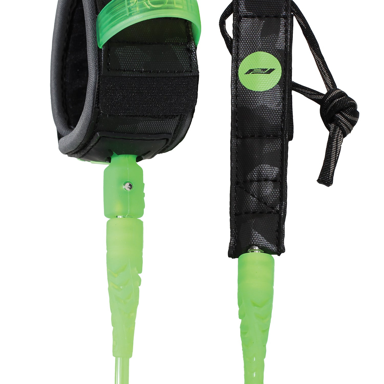 pro-lite 5'5 foot comp surfboard leash lime green