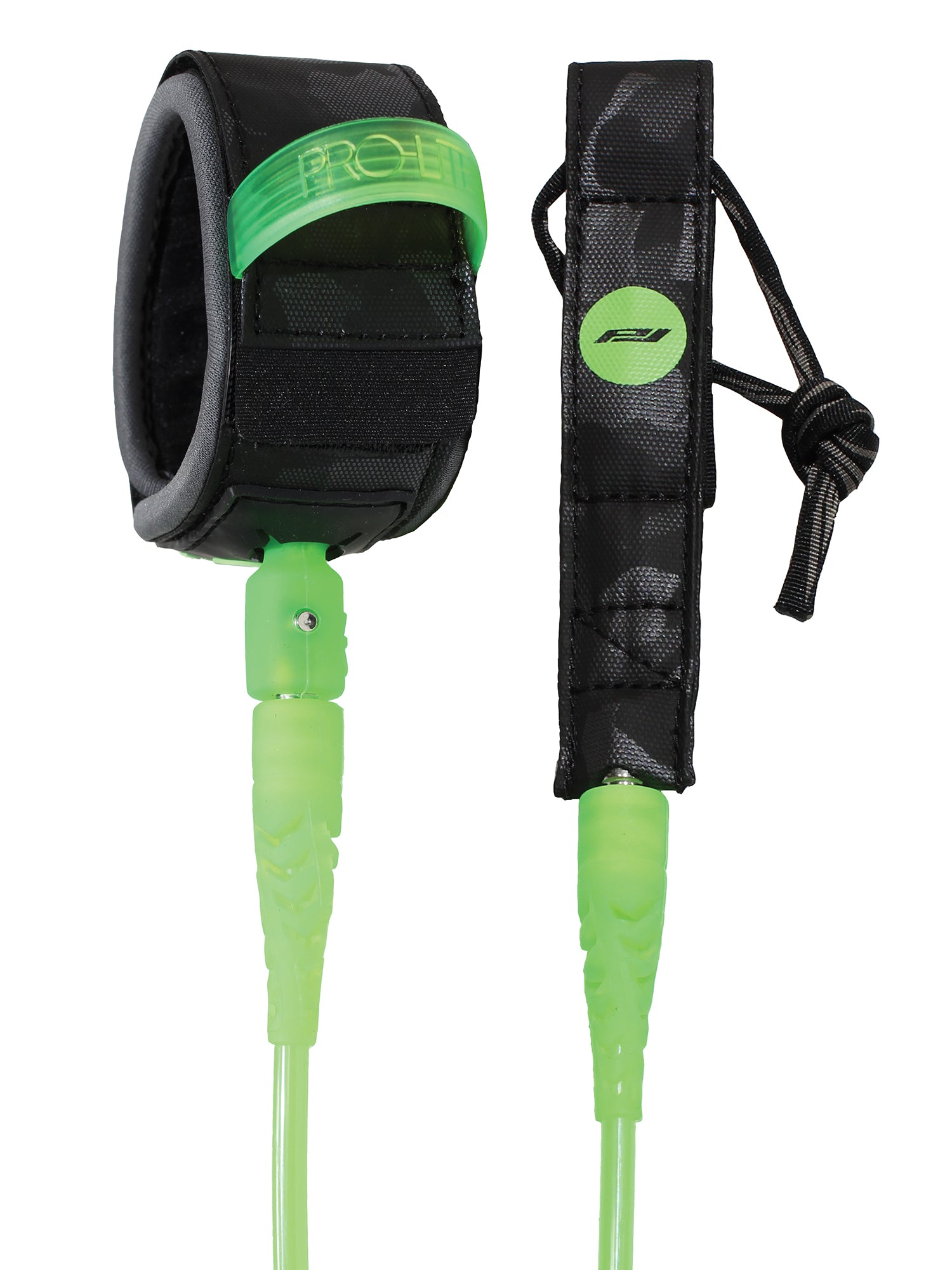 pro-lite 6'0 surfboard leash comp series lime green
