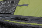 Close up of molded zipper on smuggler fish travel bag.