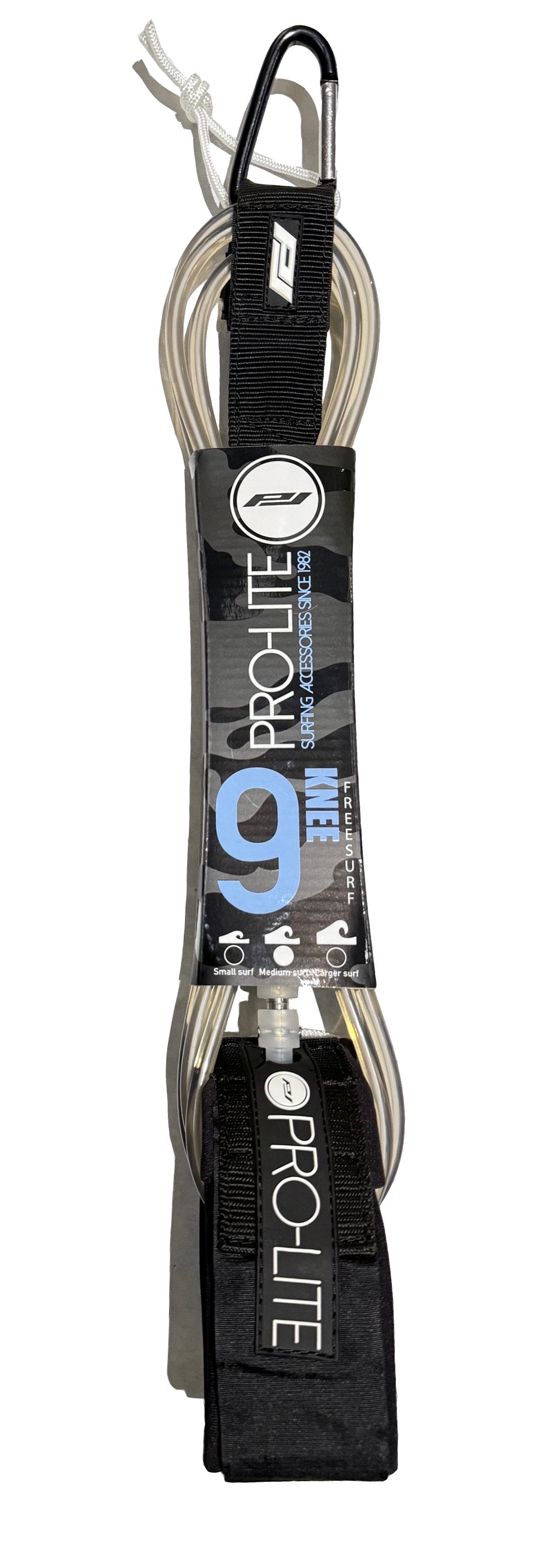 pro-lite longboard surfboard leash 9 foot knee clear with white core