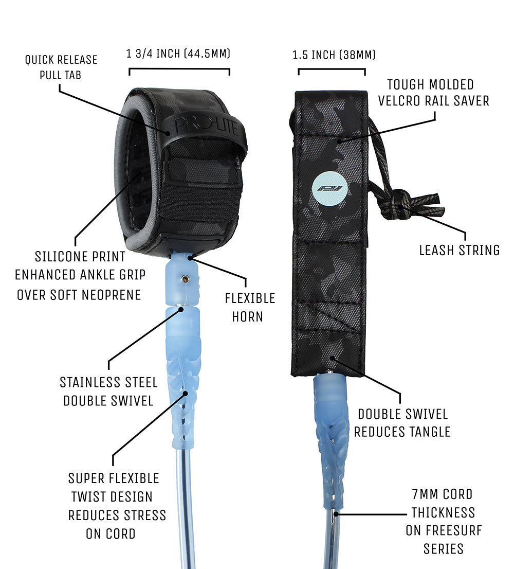 prolite comp surfboard leash features