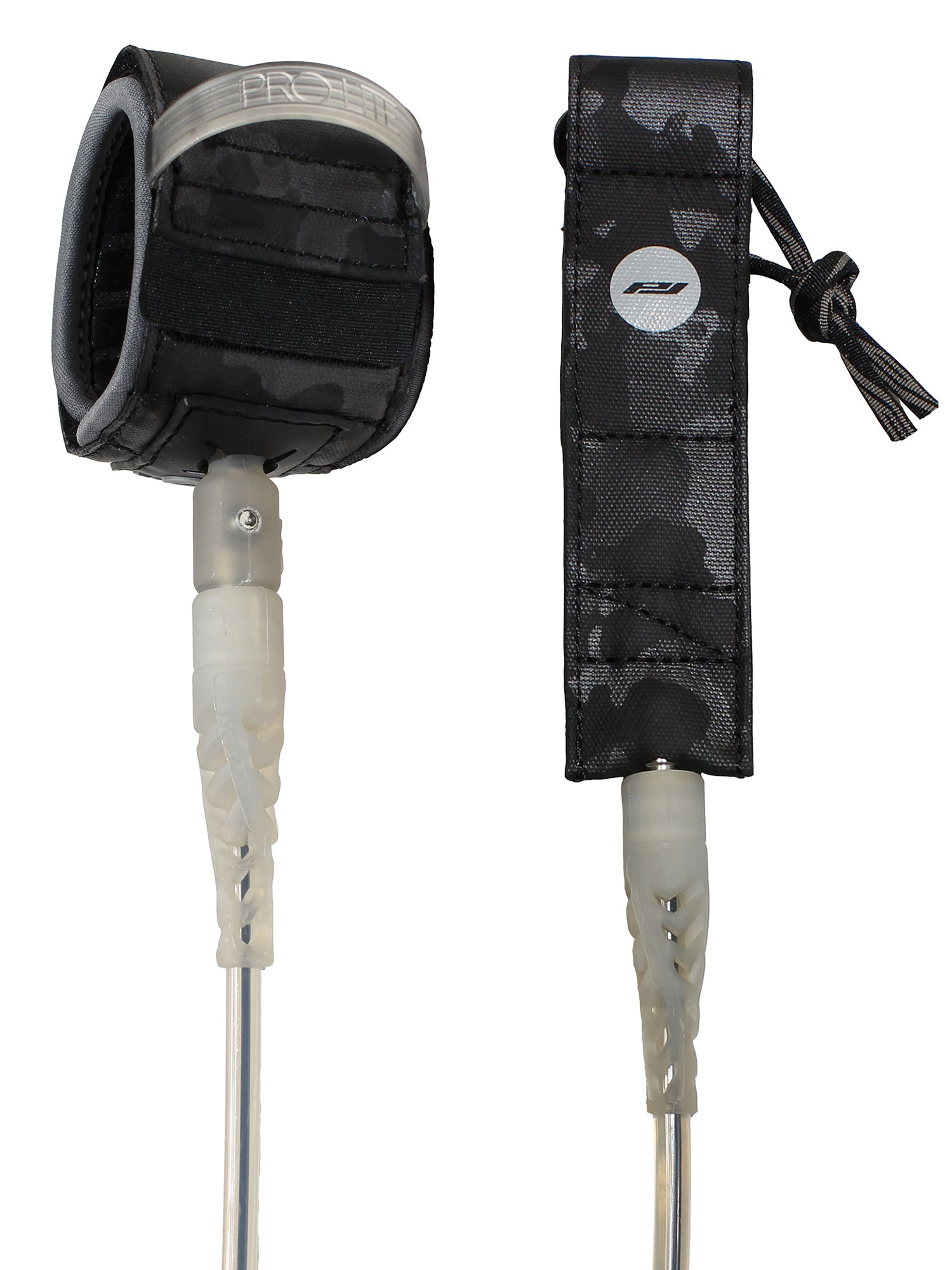 9'0 pro-lite surfboard leash-clear smoke with black ankle cuff