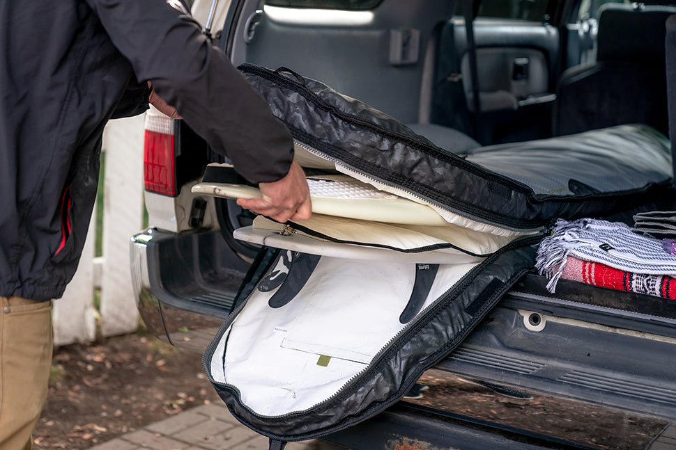 Rhino surfboard travel bag opened