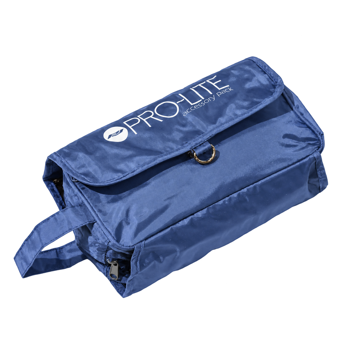 navy blue surf travel accessory pack with windowed compartments closed with velcro