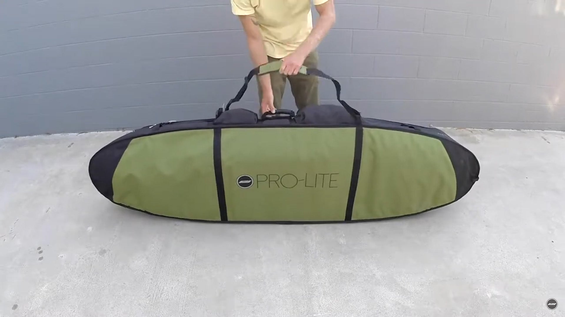 pro-lite finless coffin surfboard travel bag in use