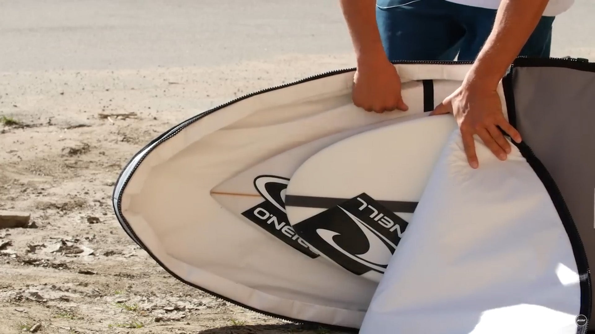 the smuggler surfboard travel bag in use