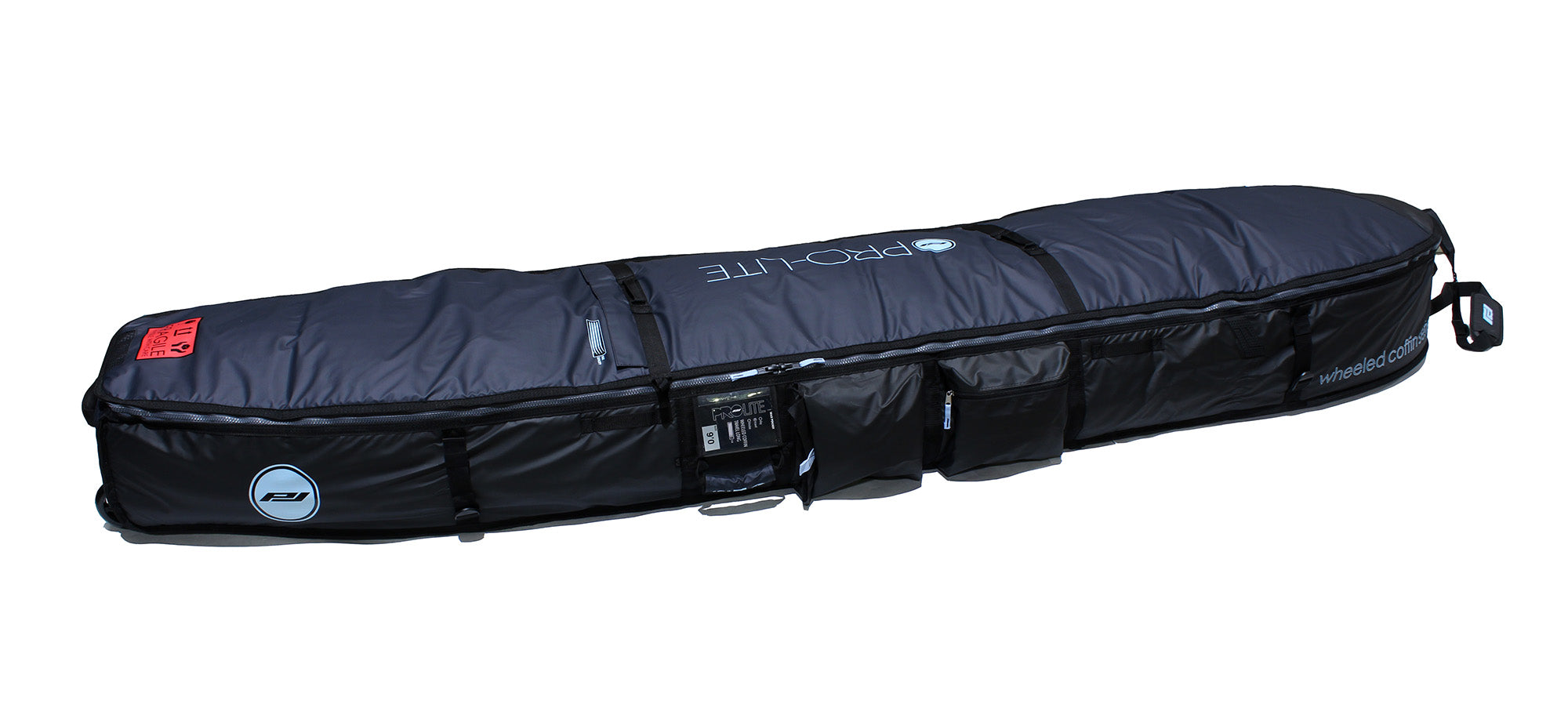 Prolite wheeled coffin travel bag. Holds 3-4 long surfboards.