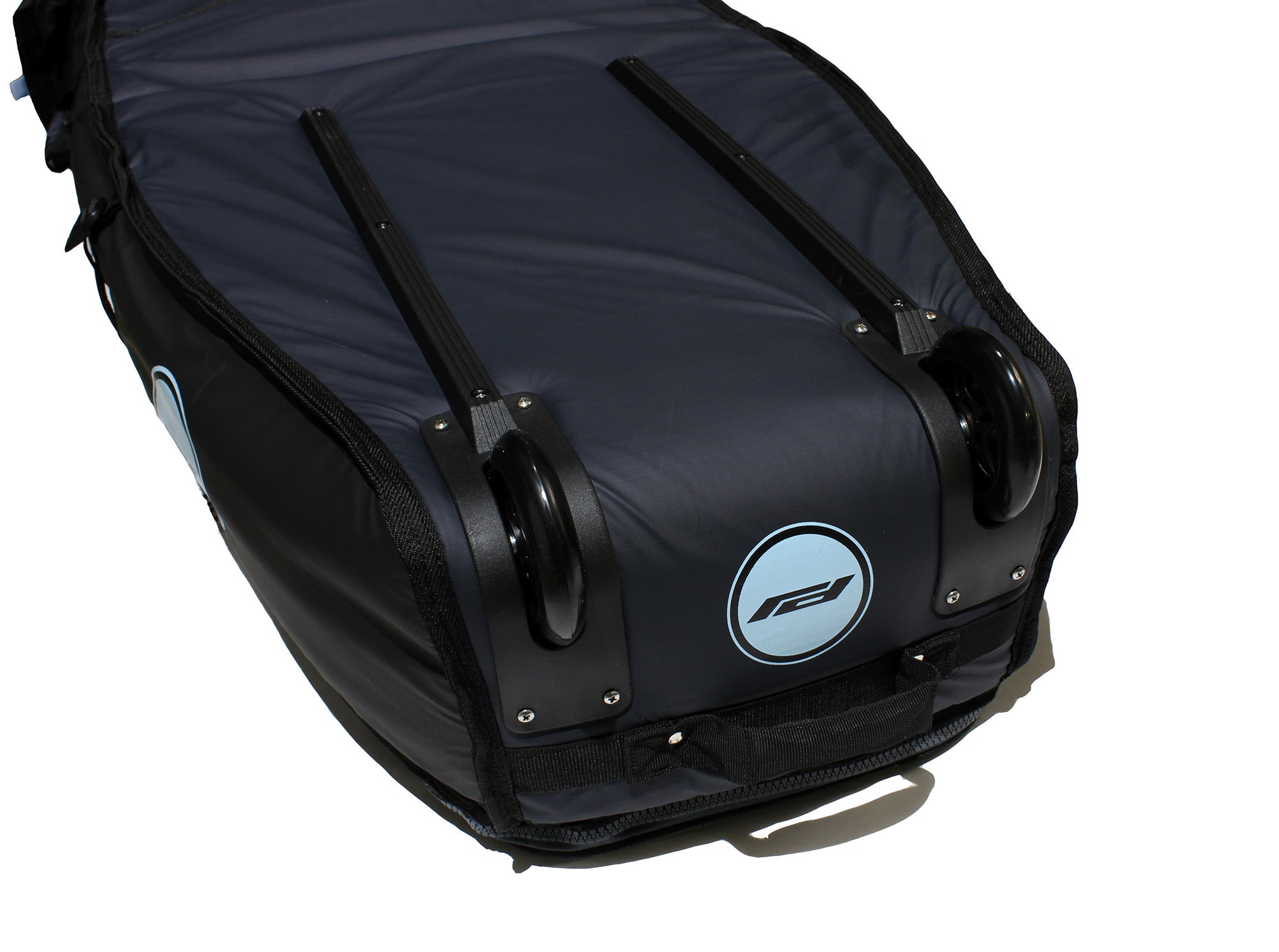 Pro-Lite wheeled coffin horizontal tail wheel system with extended skid plates.