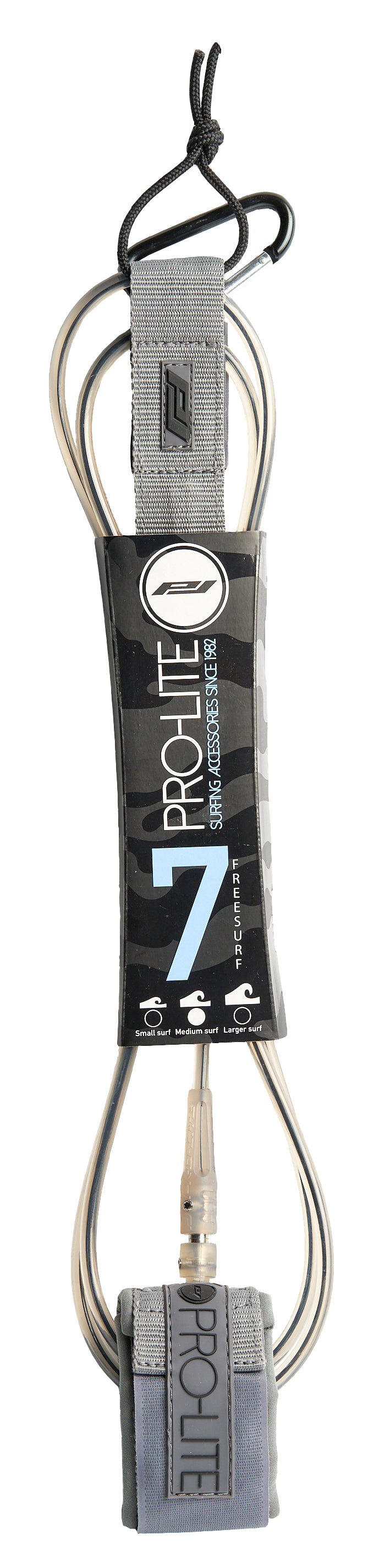 7'0 pro-lite surfboard leash-clear smoke with black core