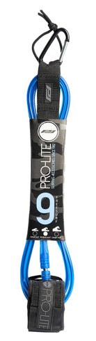 9'0 pro-lite surfboard leash-clear blue with black core