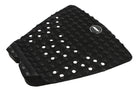 Profile view of the basic 3 piece black surfboard traction pad with squared grip pattern.