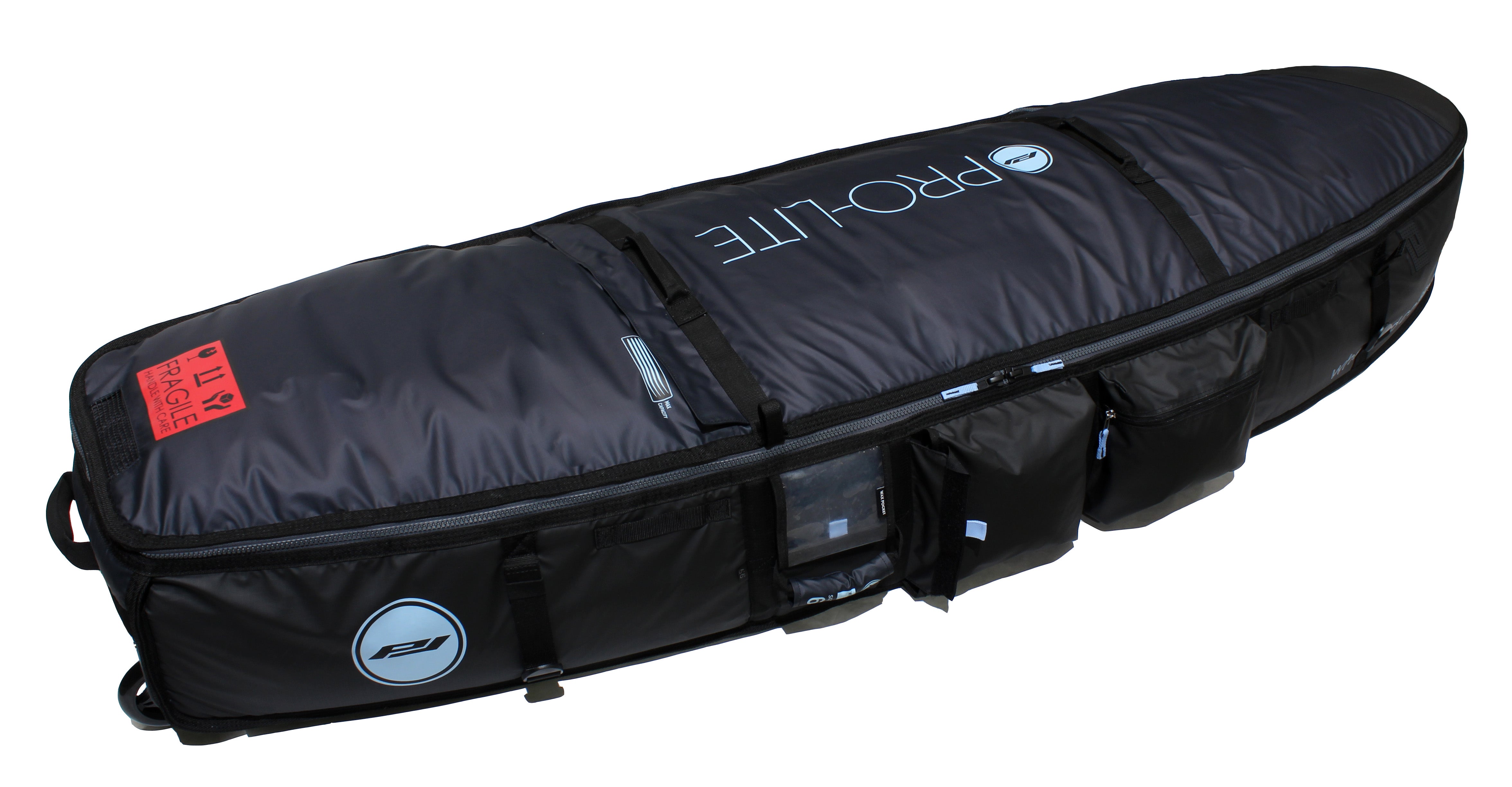 Pro-Lite wheeled coffin surfboard travel bag for 3-4 shortboards, fish or midlength boards.