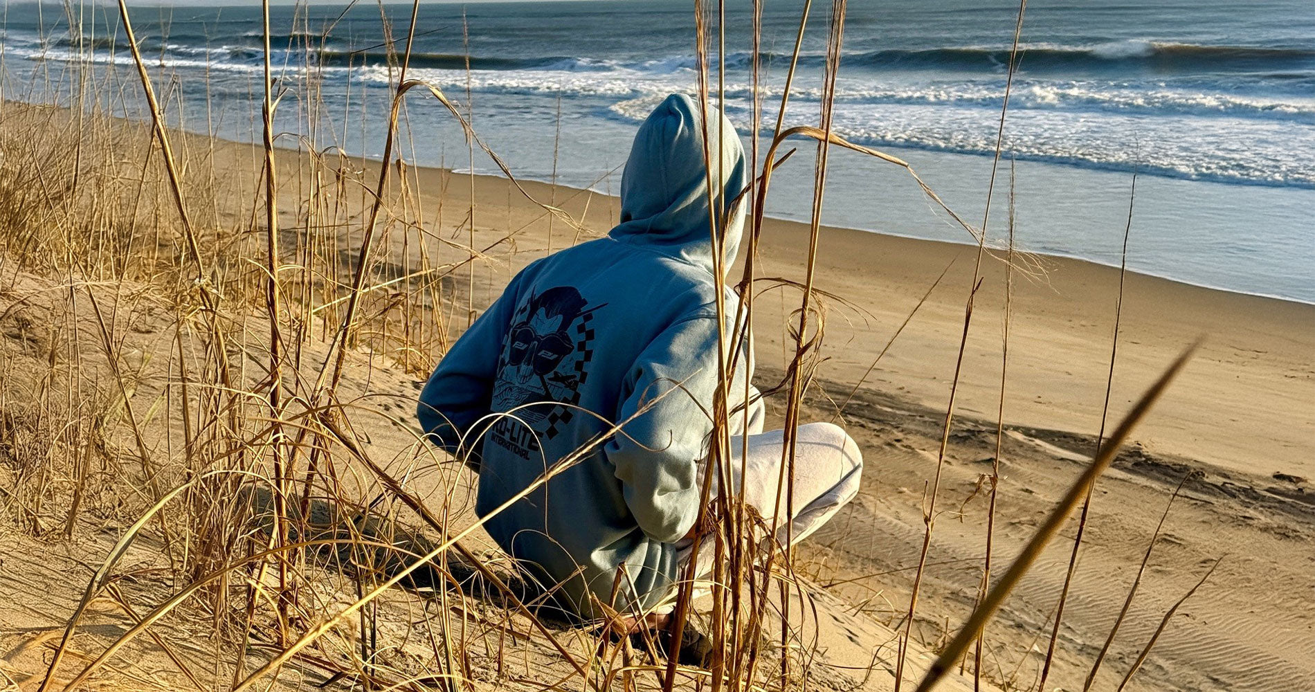 will deane at beach with pro-lite hoody