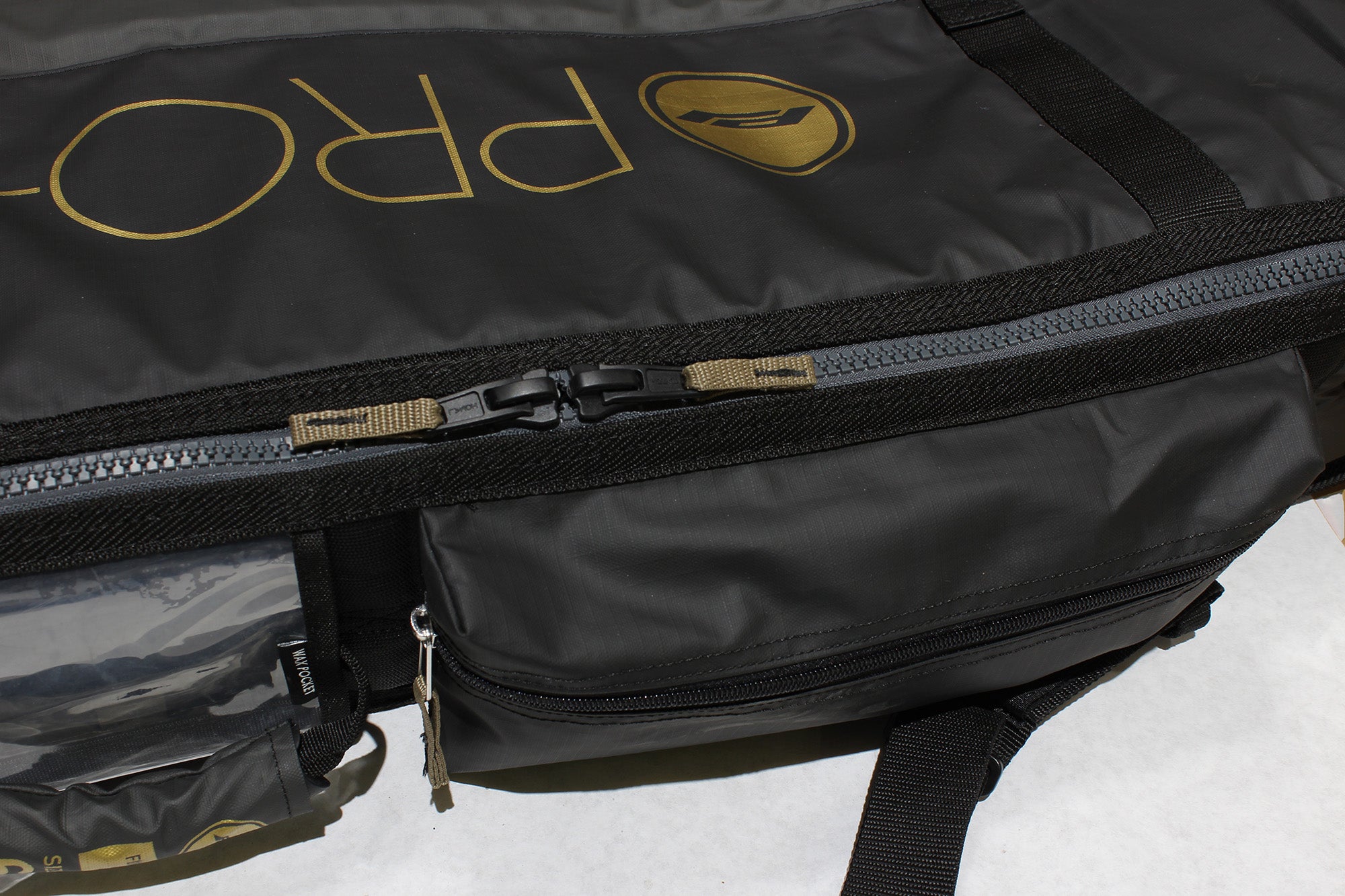 Pro-Lite finless coffin surfboard travel bag molded zipper.