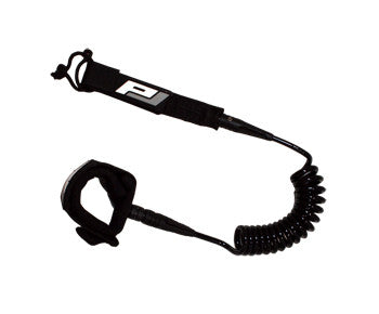 Body board coil leash with bicep cuff black.