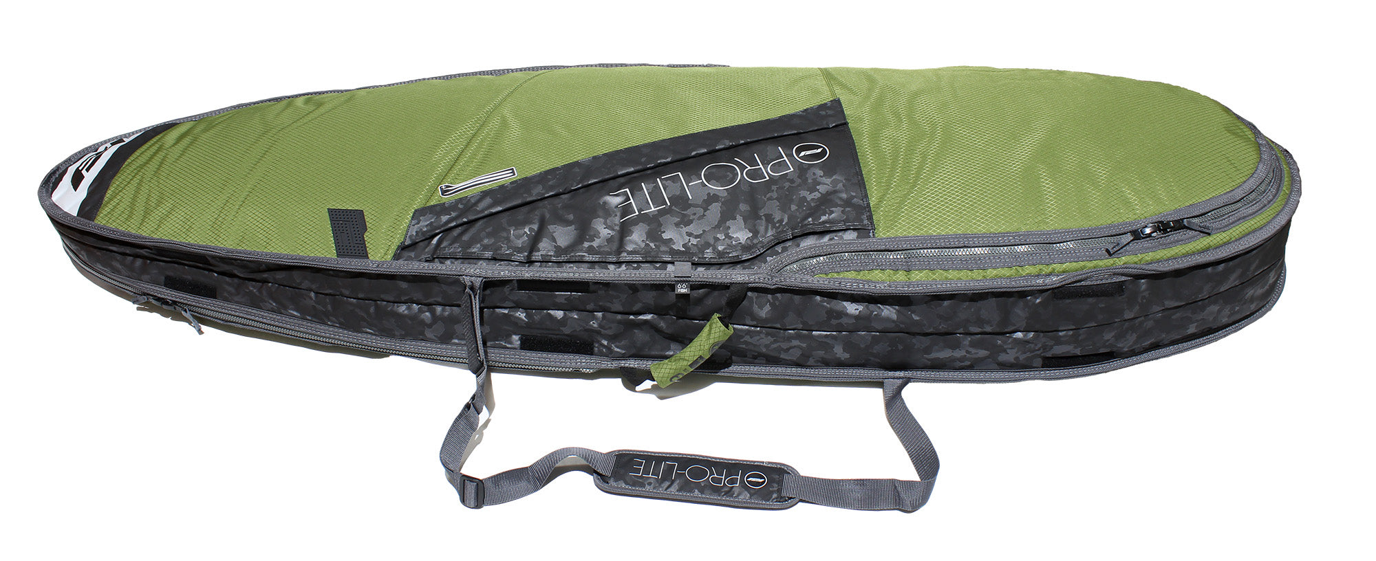 Pro-Lite smuggler fish/hybrid surfboard travel bag side view.